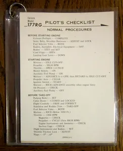 Cessna 177RG Pilot's Checklist - Laminated